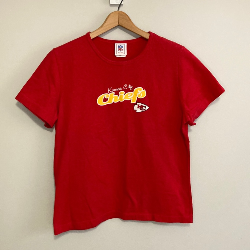 NFL Kansas City Chiefs Red Short Sleeve Tee with Yellow Logo